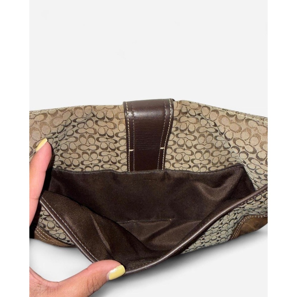 Coach Soho Signature Flap Brown Jacquard Leather Shoulder Bag F10926 - Picture 7 of 8